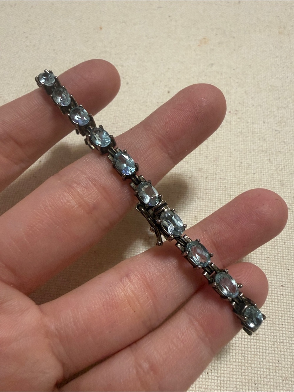 Sterling Silver 925 Blue Topaz Tennis Bracelet 7.5’ inch